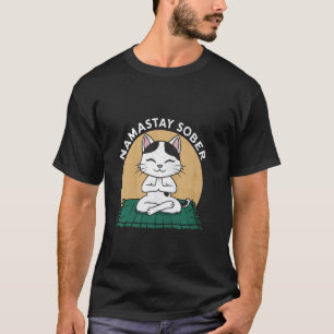 Namastay Sober Cute Cat Yoga T Shirt Men Women