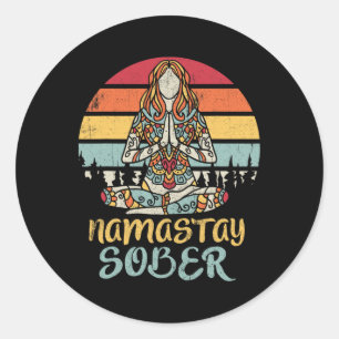 Namastay Sober Na Aa 12 Step Recovery Meditation S Classic Round Sticker