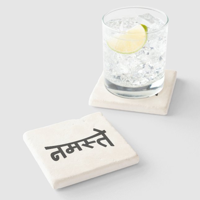 Namaste (नमस्ते) - Devanagari Script Stone Coaster (Side)