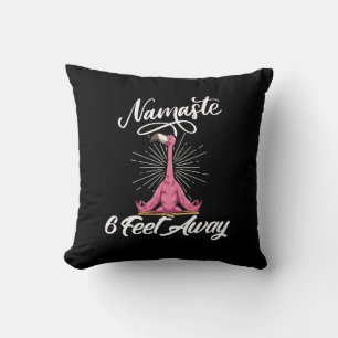 Namaste 6 Feet Away Flamingo Yoga Teachers Social Cushion