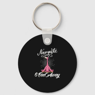 Namaste 6 Feet Away Flamingo Yoga Teachers Social Key Ring
