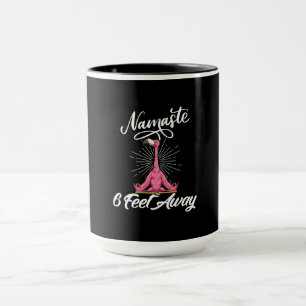 Namaste 6 Feet Away Flamingo Yoga Teachers Social Mug