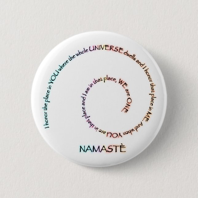 Namaste and its Meaning 6 Cm Round Badge (Front)