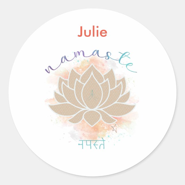 Namaste and Lotus Design  Classic Round Sticker (Front)