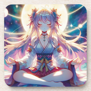 Namaste Anime Girl Meditating Coaster