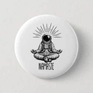 Namaste Astronaut Yoga Meditation Space Yoga Pose 6 Cm Round Badge