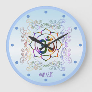 Namaste Aum (Om) Lotus Prismatic Ornamental Large Clock