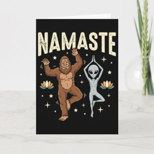 Namaste Bigfoot Alien Yoga Spiritual Lance Lotus F Card