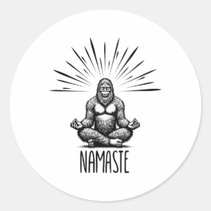 Namaste Bigfoot Yoga Meditation Funny Bigfoot Yoga Classic Round Sticker