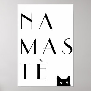 Namaste black cat poster