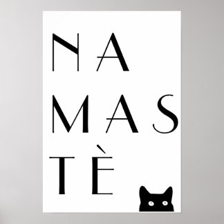 Namaste black cat poster