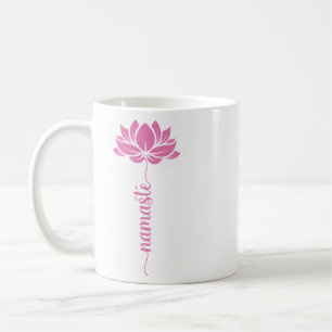 Namaste Black Lotus Flower Modern Script Coffee Mug