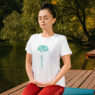 Namaste Black Lotus Flower Modern Script T-Shirt