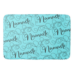 NAMASTE black seamless pattern with LINES Bath Mat