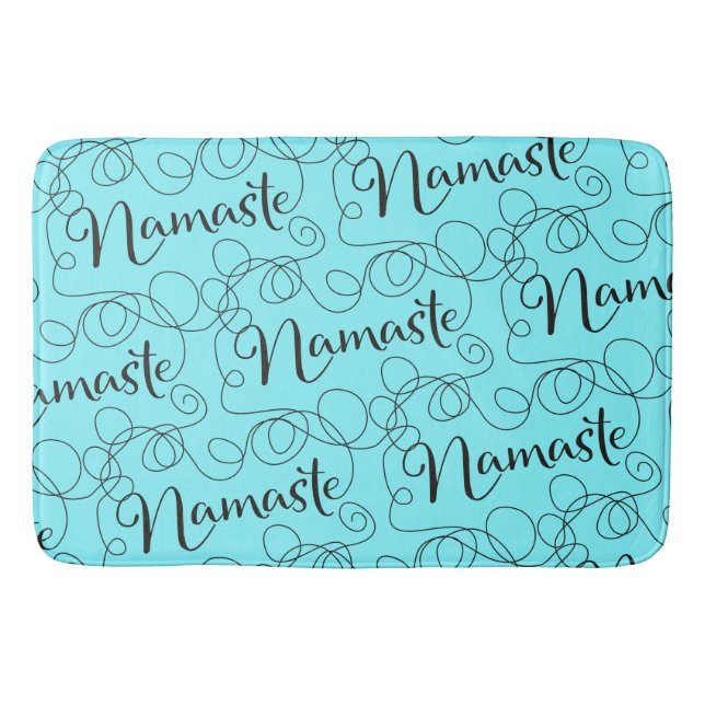 NAMASTE black seamless pattern with LINES Bath Mat (Front)