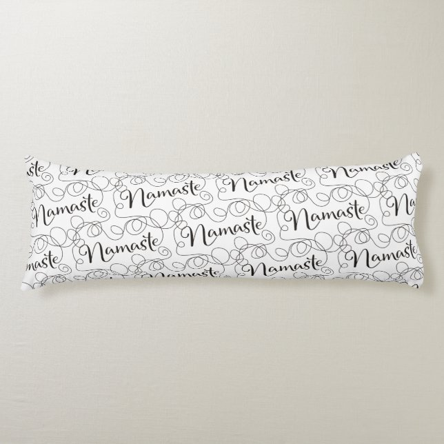 NAMASTE black seamless pattern with LINES Body Cushion (Front)