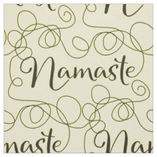 NAMASTE black seamless pattern with LINES Fabric