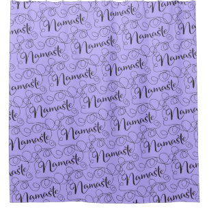 NAMASTE black seamless pattern with LINES Shower Curtain