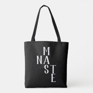 Namaste black white double sided tote bag