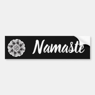 Namaste Black White Floral Mandala Bumper Sticker