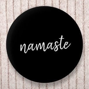 Namaste   Black Yoga Modern Spiritual Meditation 6 Cm Round Badge