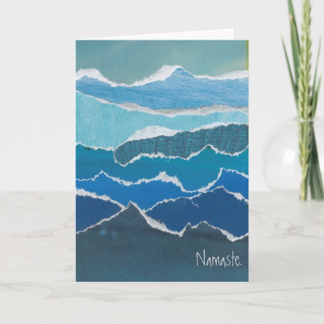 "Namaste" Blue Water Card by artist Heather Pierce (Front)