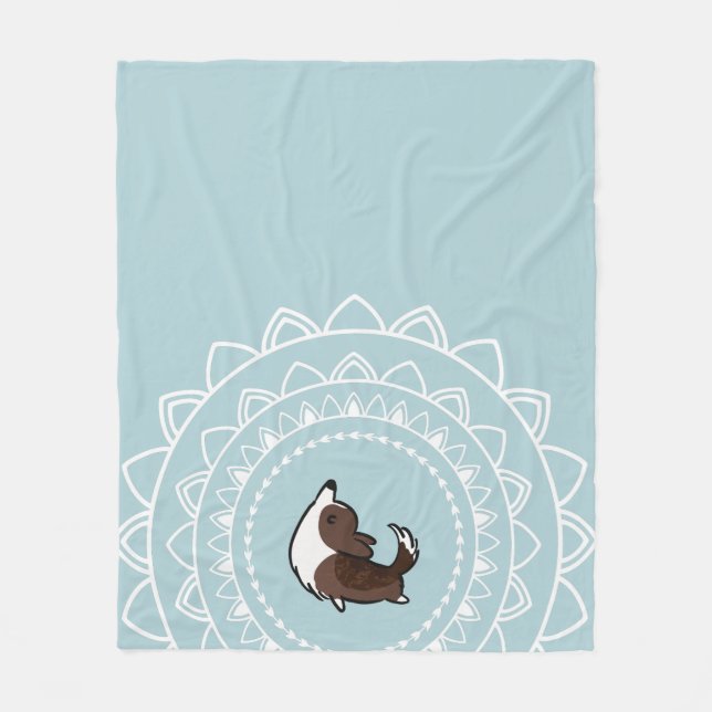 Namaste Brindle Corgi Fleece Throw Blanket (Front)