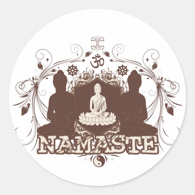 Namaste Buddha Classic Round Sticker (Front)