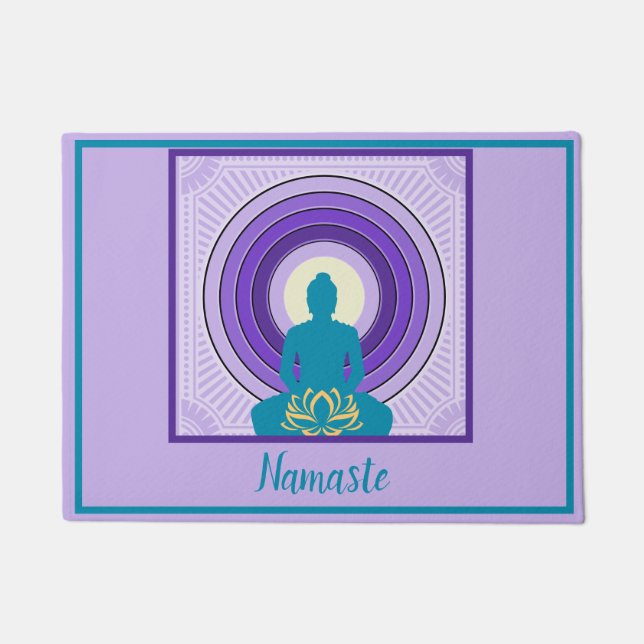 Namaste Buddha Meditation Yoga Spiritual Welcome Doormat (Front)