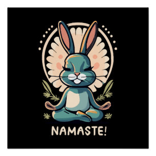 namaste bunny yoga rabbit meditation poster