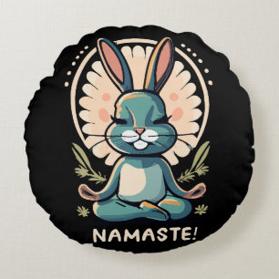 namaste bunny yoga rabbit meditation round cushion