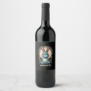 namaste bunny yoga rabbit meditation wine label