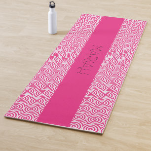 Namaste Circle Geo in Magenta with Custom Name Yoga Mat