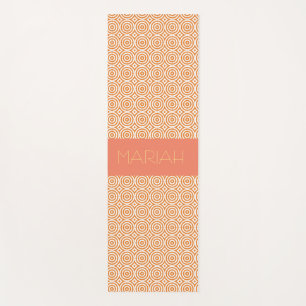 Namaste Circle Geo in Salmon with Custom Name Yoga Mat