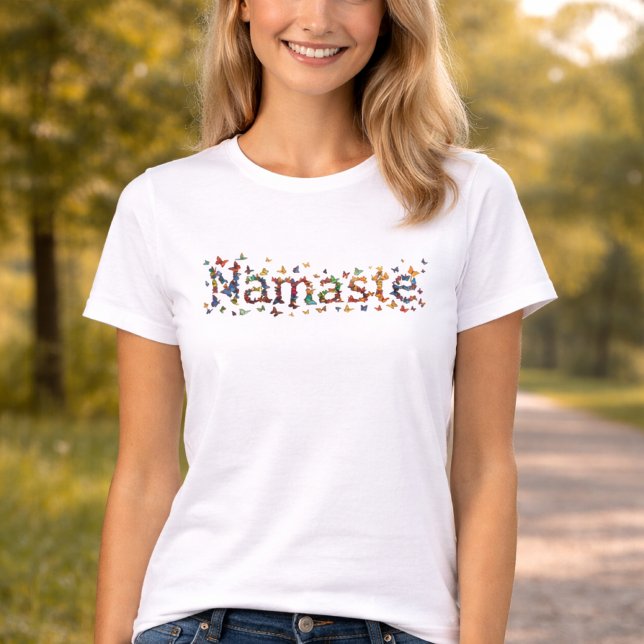 Namaste Colorful Butterfly Graphic Art -Yoga Lover T-Shirt (Creator Uploaded)