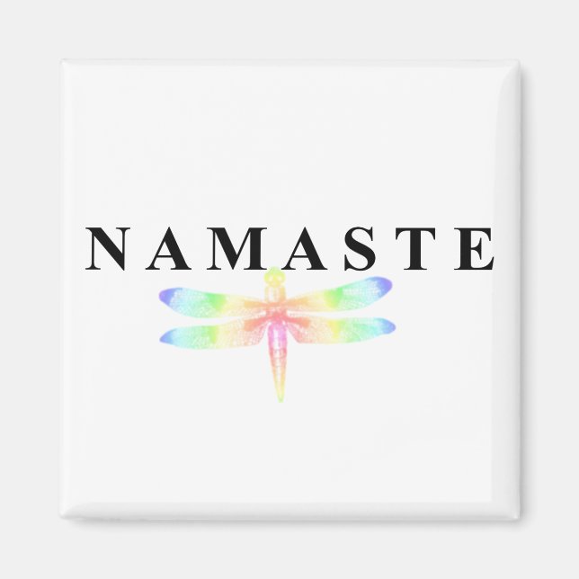 Namaste Dragonfly Square Magnet (Front)