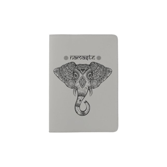 Namaste elephant mandala passport holder (Front)