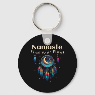 Namaste Find Your Flow Crescent Moon Dreamcatcher Key Ring