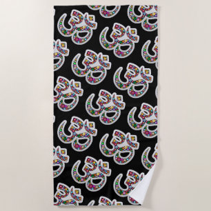 Namaste Floral Symbol Art Beach Towel