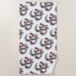 Namaste Floral Symbol Art Beach Towel