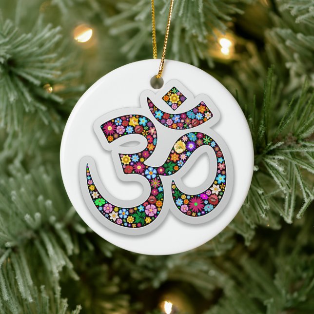Namaste Floral Symbol Art Ceramic Ornament (Tree)