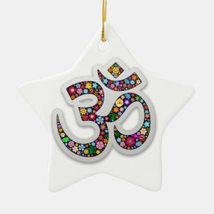 Namaste Floral Symbol Art Ceramic Tree Decoration