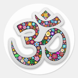 Namaste Floral Symbol Art Classic Round Sticker