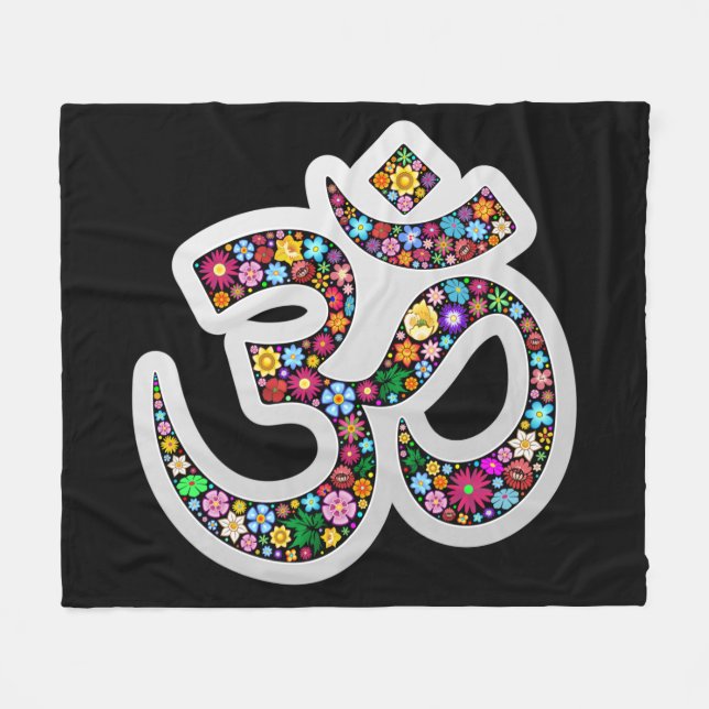 Namaste Floral Symbol Art Fleece Blanket (Front (Horizontal))