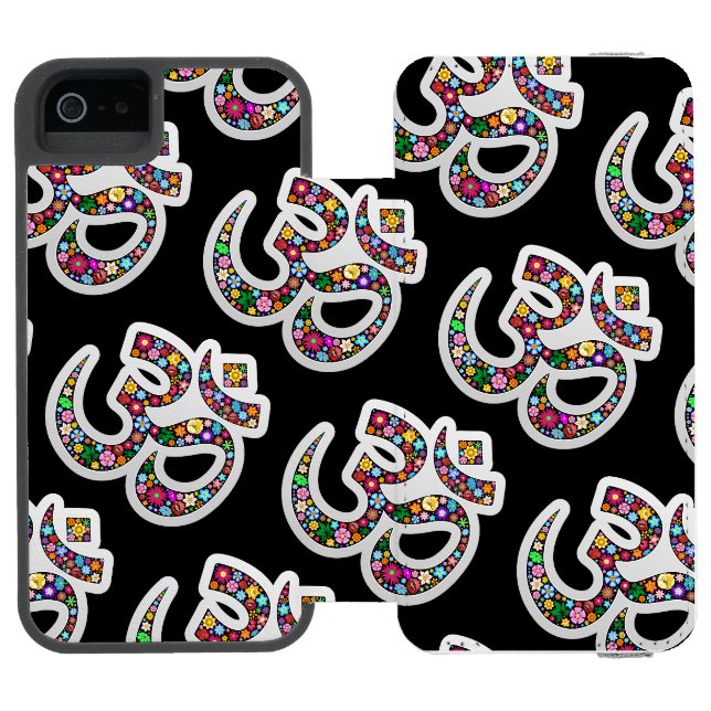 Namaste Floral Symbol Art Incipio iPhone Wallet Case (Folio Open)