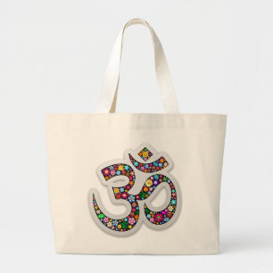 Namaste Floral Symbol Art Large Tote Bag