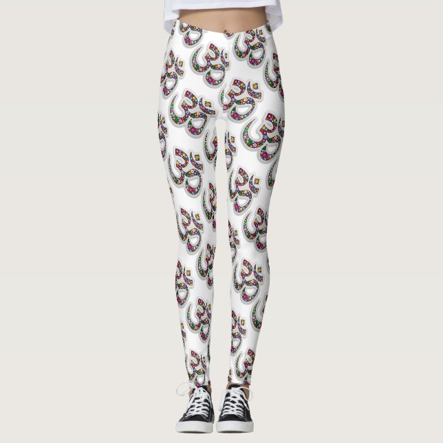 Namaste Floral Symbol Art Leggings (Front)