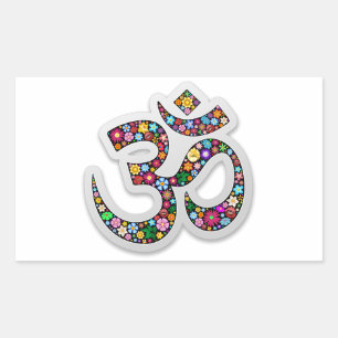 Namaste Floral Symbol Art Rectangular Sticker