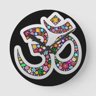 Namaste Floral Symbol Art Round Clock