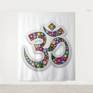 Namaste Floral Symbol Art Tapestry
